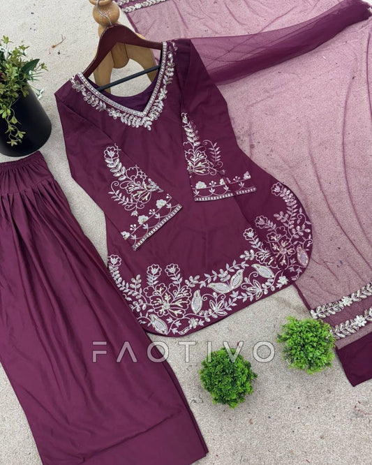 Readymade Asian Suits S to XXL | Crepe Silk Embroidered Outfit with Dupatta | Fully Stitched Ready to Wear