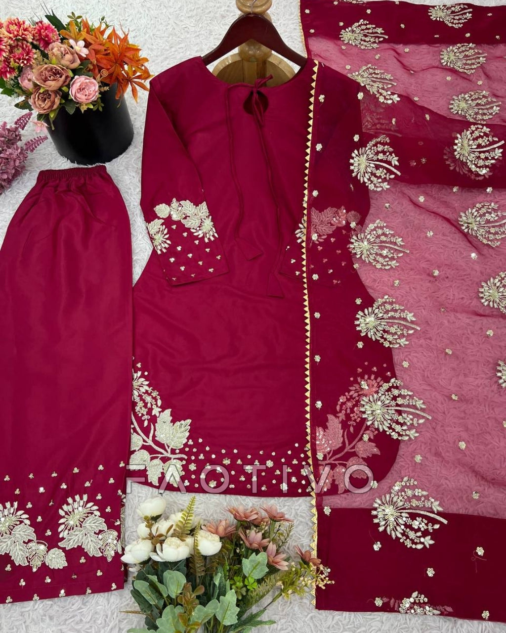 Designer Natural Crepe Silk Suit with Dupatta | Fully Stitched | Available in Size S - XXL