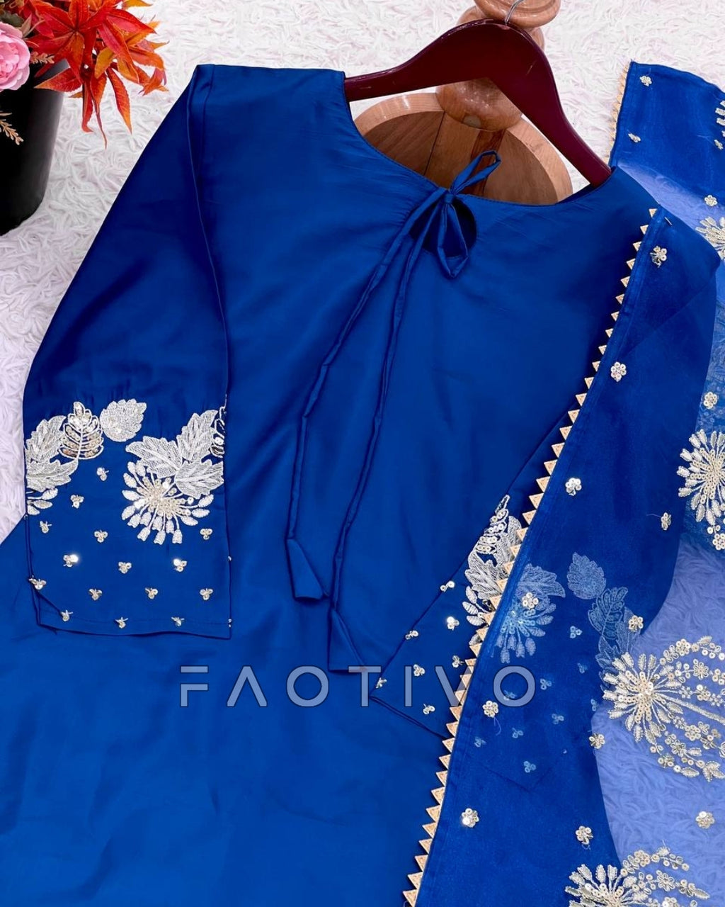 Designer Natural Crepe Silk Suit with Dupatta | Fully Stitched | Available in Size S - XXL