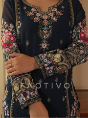Sequin Embroidered Faux Georgette Sharara-Pair