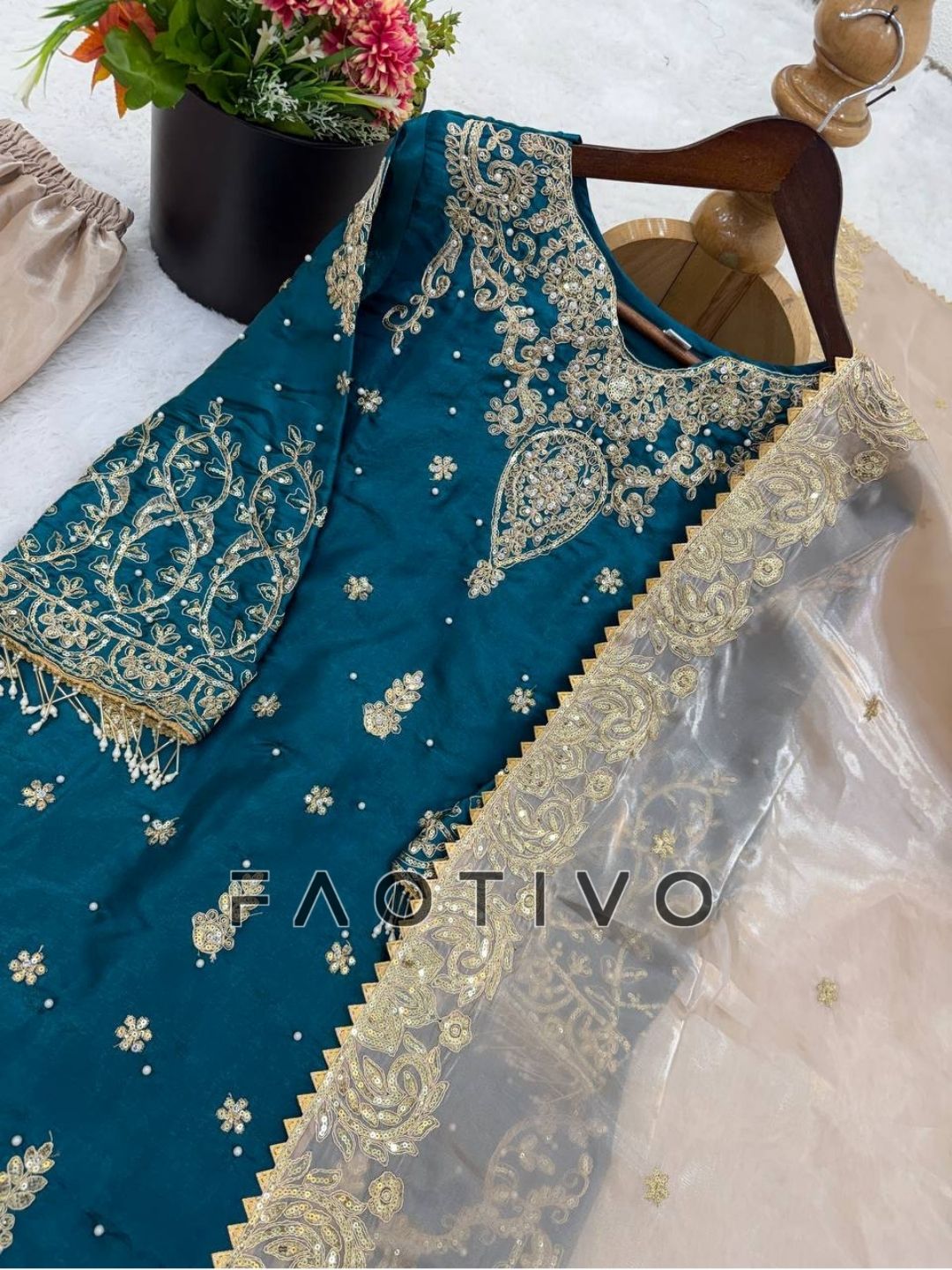 Designer Heavy GMY Silk Top Sharara & Dupatta Set
