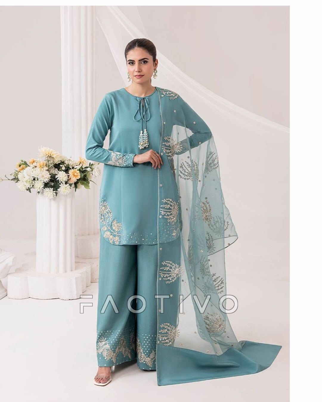 Designer Natural Crepe Silk Suit with Dupatta | Fully Stitched | Available in Size S - XXL
