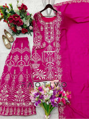 Premium Designer CP Vichitra Silk Top Sharara Dupatta Set