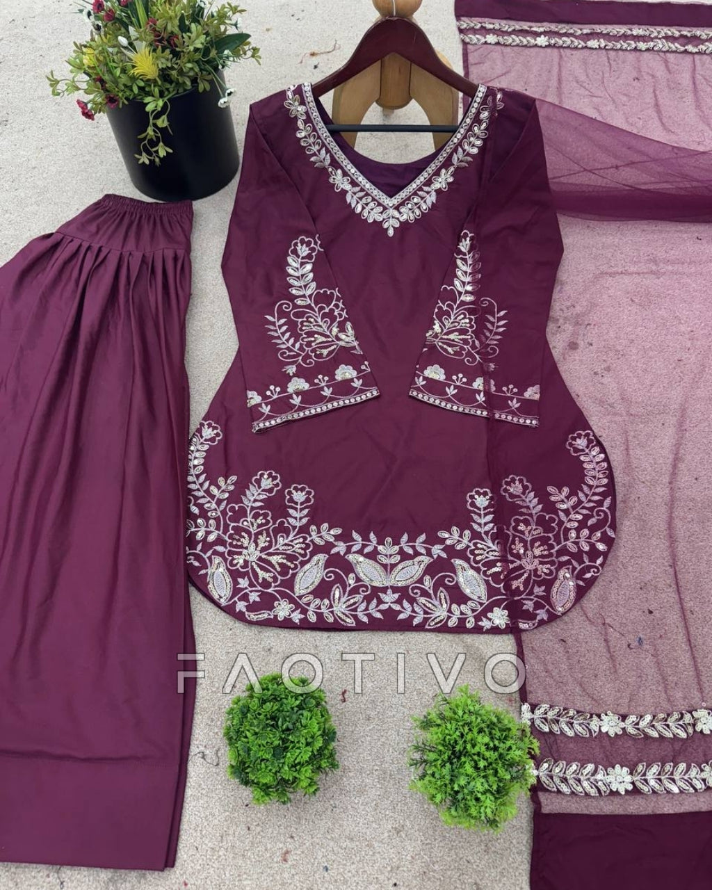 Readymade Asian Suits S to XXL | Crepe Silk Embroidered Outfit with Dupatta | Fully Stitched Ready to Wear