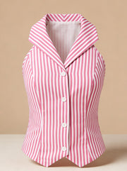 Pink Vertical Striped Sleeveless Cotton Top
