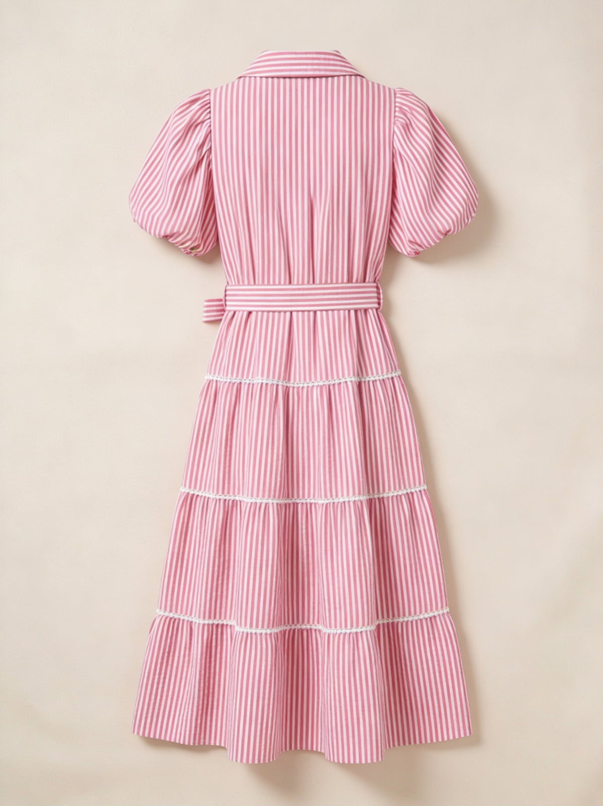 Pink Striped Fit & Flare Maxi Dress