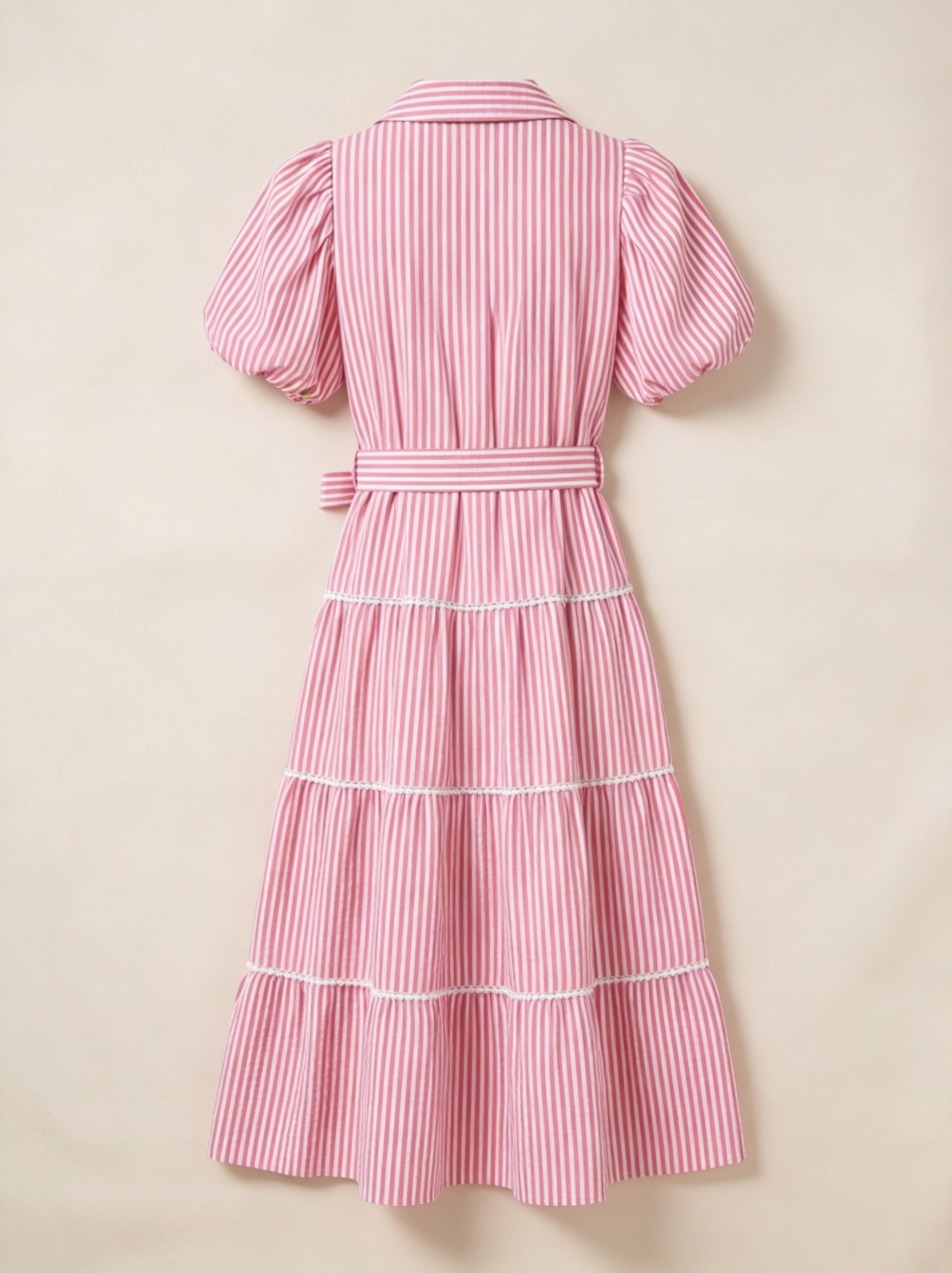 Pink Striped Fit & Flare Maxi Dress