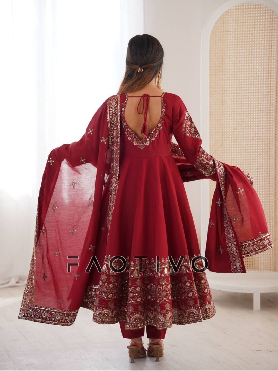 Elegant Embroidered Sequence Anarkali Gown Set with Dupatta