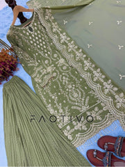 Premium Designer Faux Georgette Top Plazzo Dupatta Set