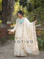 Chinon Silk Sharara Suit with Dupatta