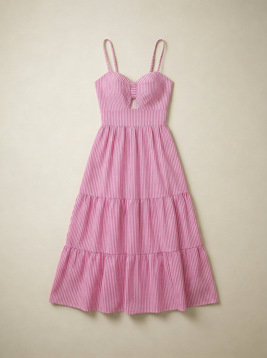 Pink Fit & Flare Cotton Maxi Dress