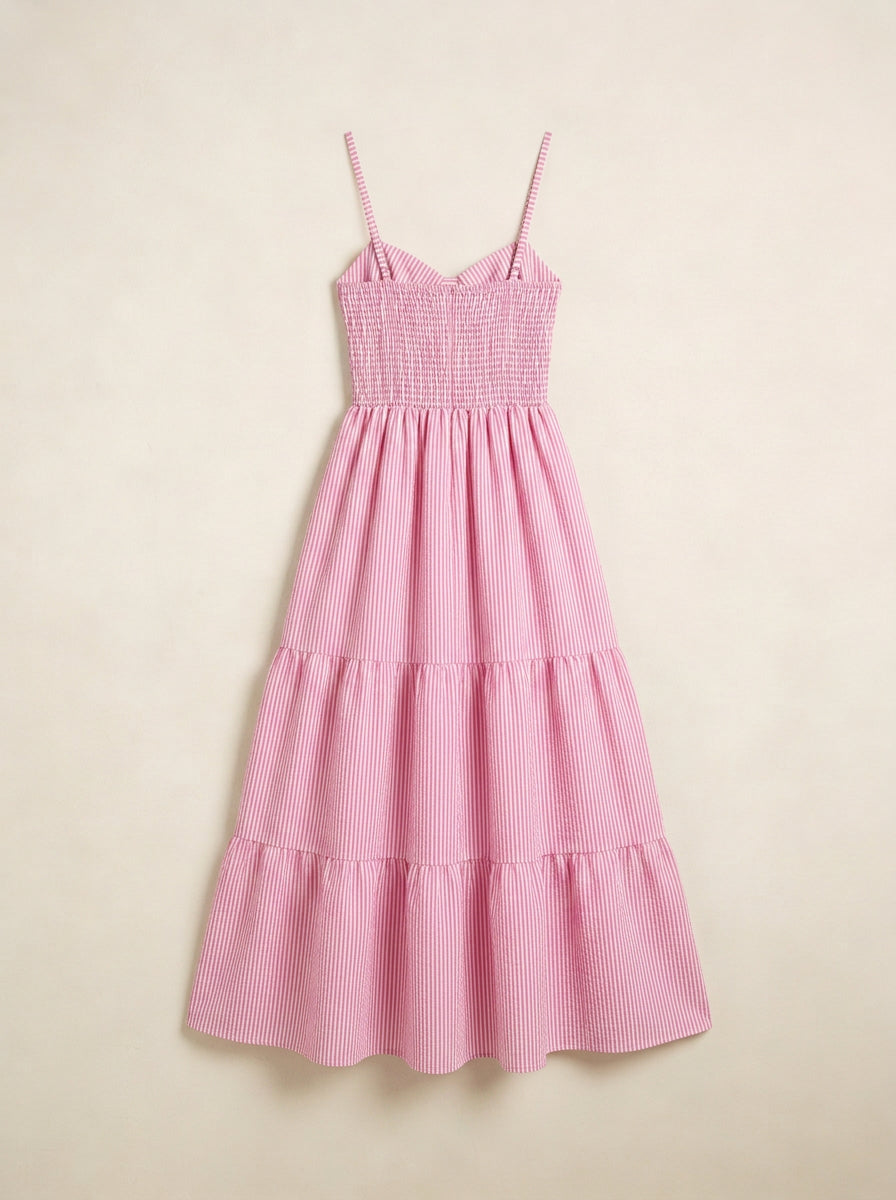 Pink Fit & Flare Cotton Maxi Dress
