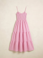 Pink Fit & Flare Cotton Maxi Dress