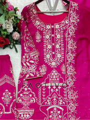 Premium Designer CP Vichitra Silk Top Sharara Dupatta Set