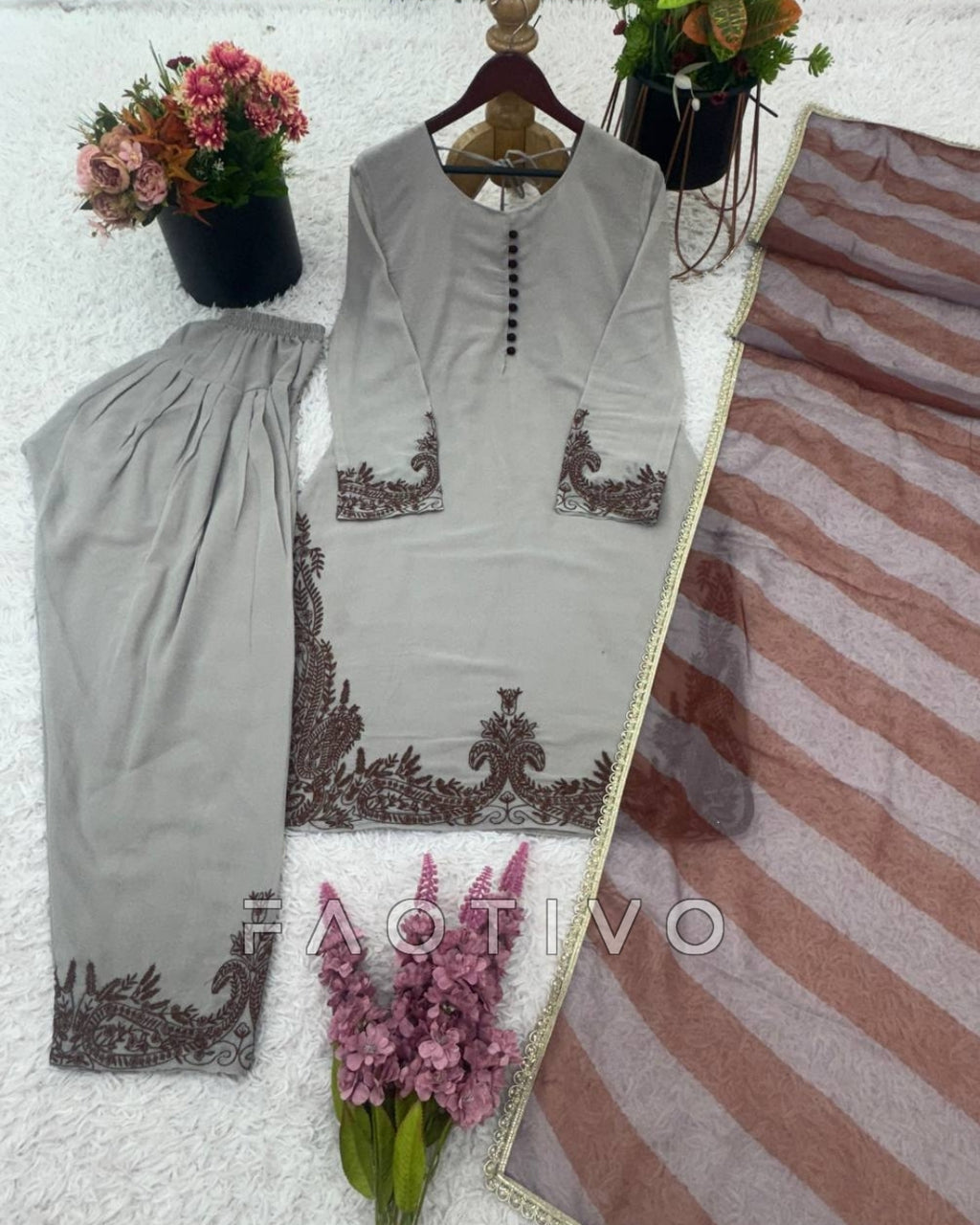 Fox Georgette Embroidered Suits | Readymade Outfit S to XXL