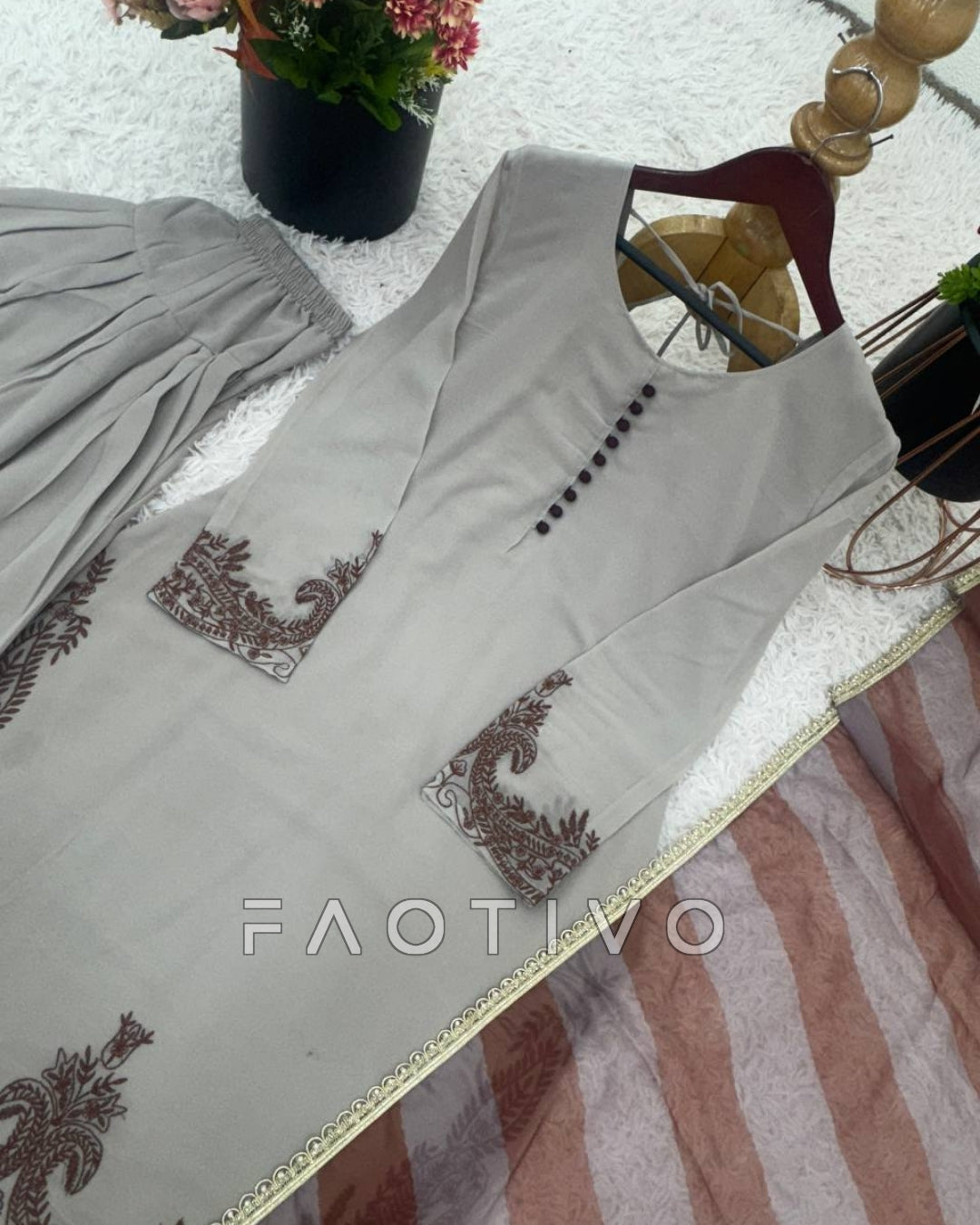 Fox Georgette Embroidered Suits | Readymade Outfit S to XXL
