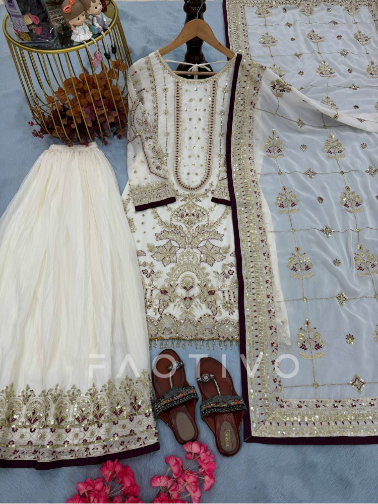 NEW!  Designer Party Wear Georgette Plazzo Suit Set