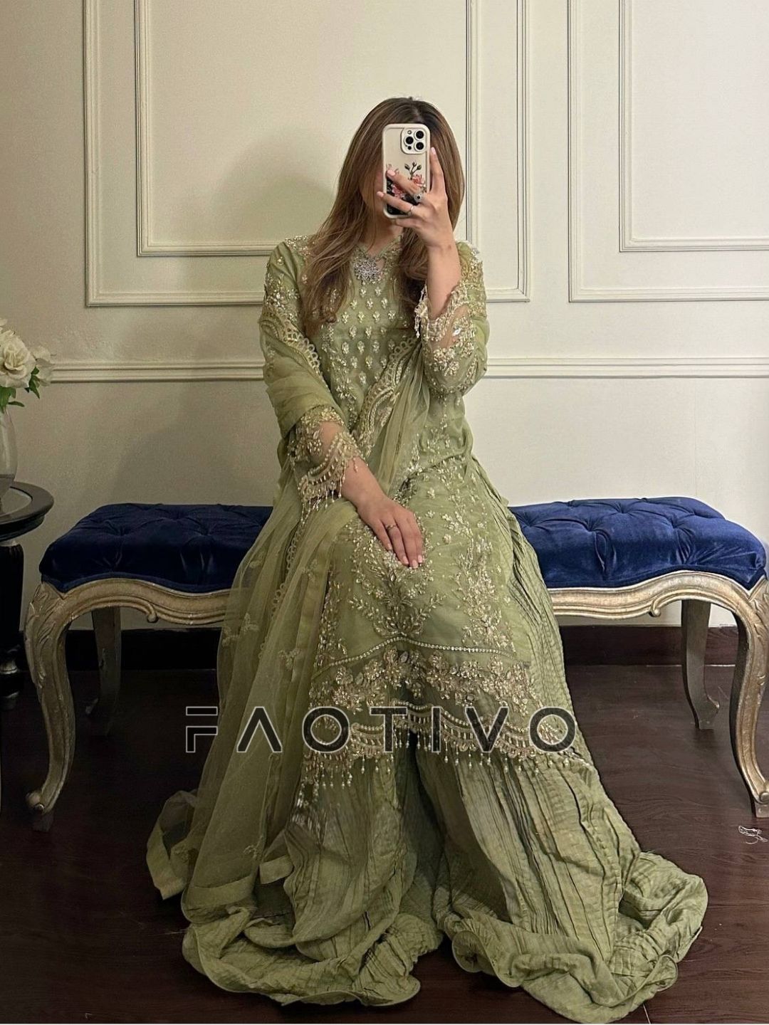 Premium Designer Faux Georgette Top Plazzo Dupatta Set