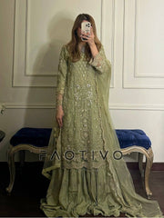 Premium Designer Faux Georgette Top Plazzo Dupatta Set