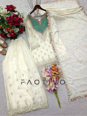 Chinon Silk Sharara Suit with Dupatta