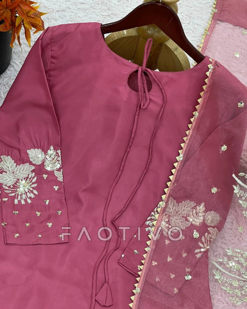 Designer Natural Crepe Silk Suit with Dupatta | Fully Stitched | Available in Size S - XXL