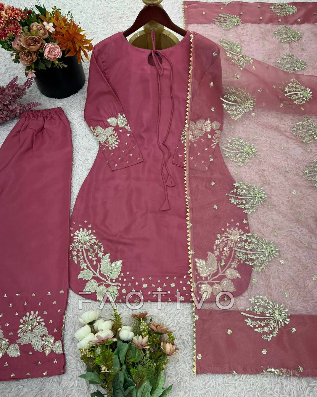 Designer Natural Crepe Silk Suit with Dupatta | Fully Stitched | Available in Size S - XXL