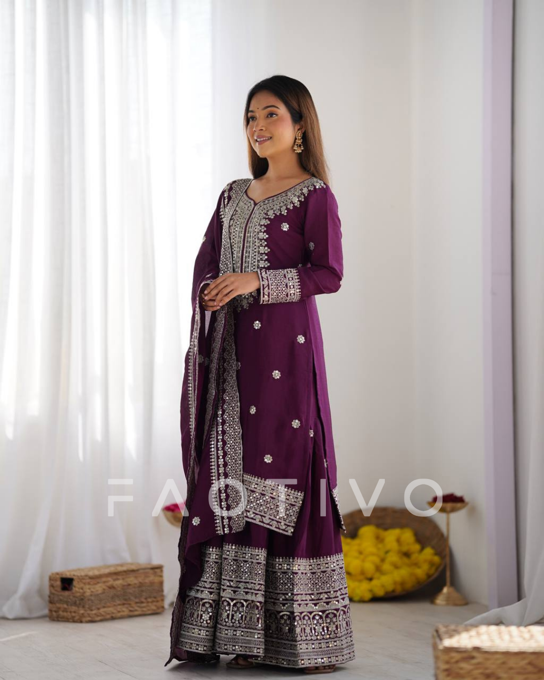New Designer Party Wear Top–Plazzo–Dupatta Set