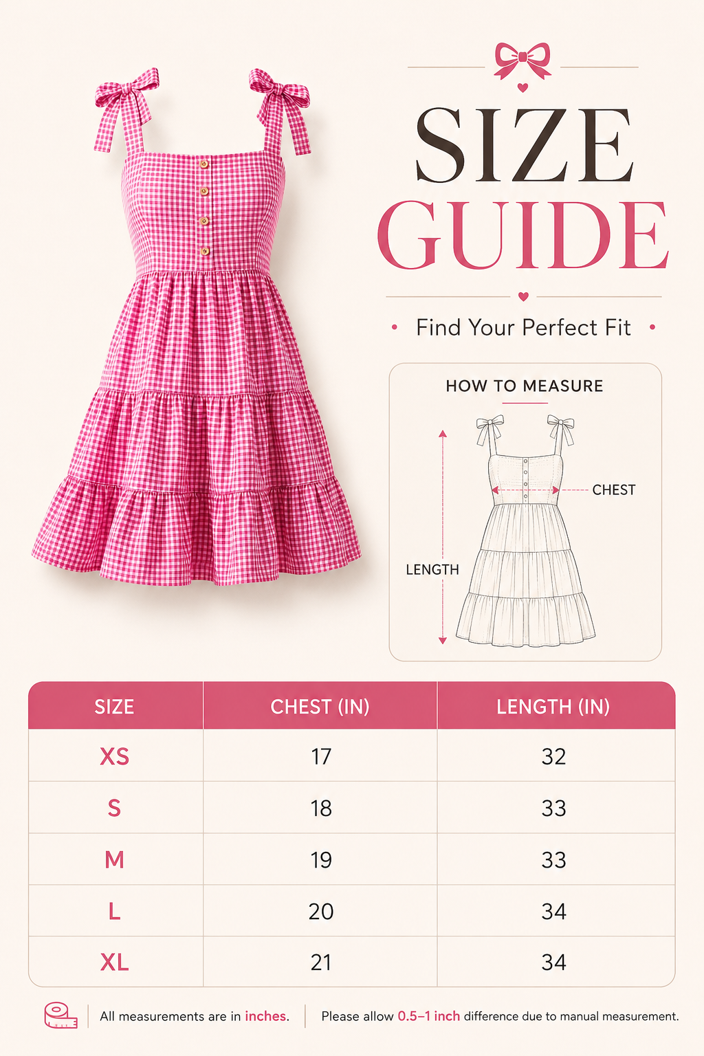 Pink Checked Cotton Mini Dress