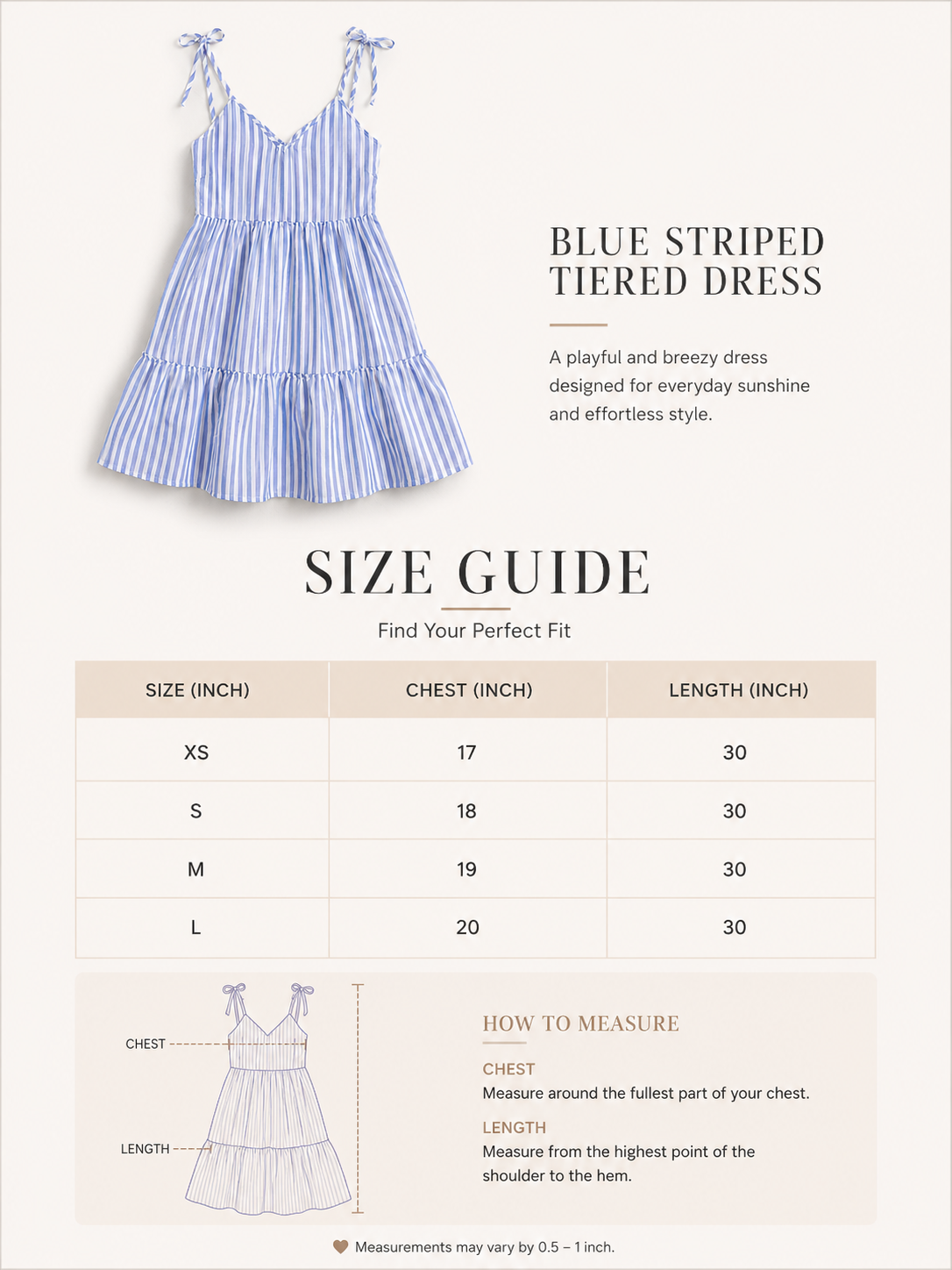 Blue Striped A-Line Mini Dress