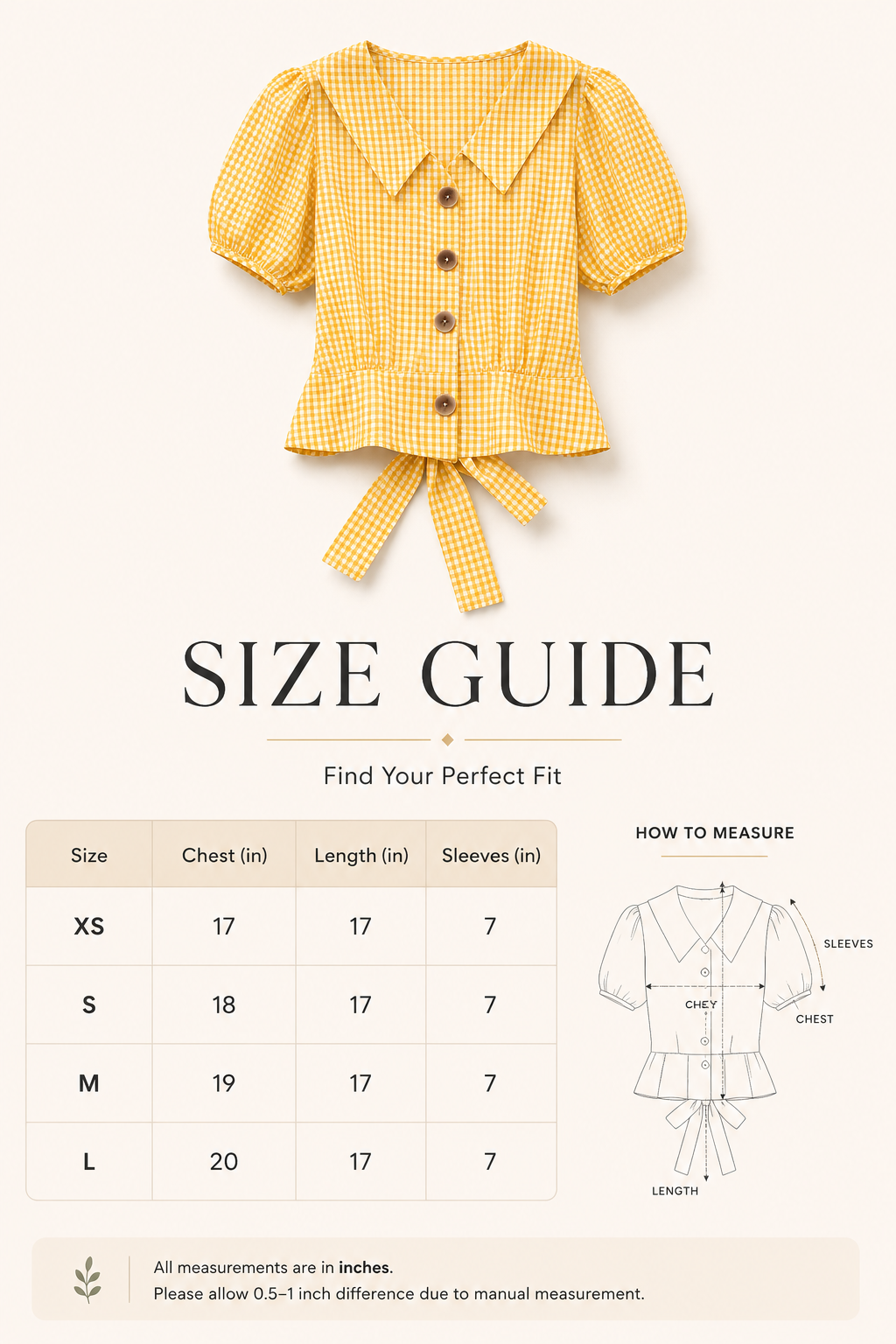 Yellow Checked Cotton Crop Top