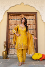 Premium Ready Made Silk Kurti Pant Dupatta Set