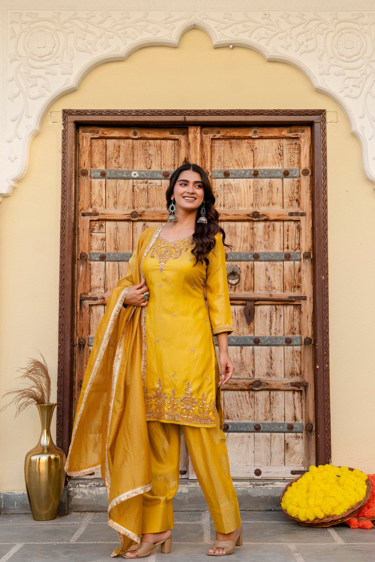 Premium Ready Made Silk Kurti Pant Dupatta Set