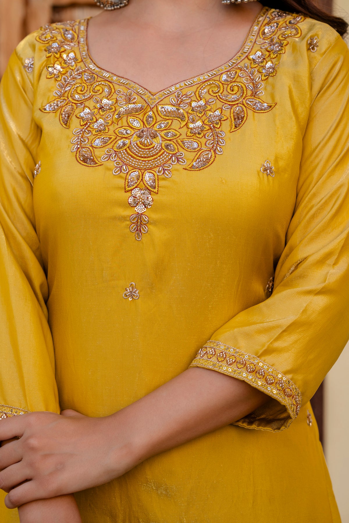 Premium Ready Made Silk Kurti Pant Dupatta Set