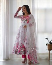 Women's Heavy Organza Silk Anarkali Gown Set