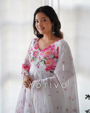 Women's Heavy Organza Silk Anarkali Gown Set