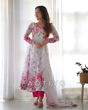 Women's Heavy Organza Silk Anarkali Gown Set