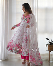 Women's Heavy Organza Silk Anarkali Gown Set