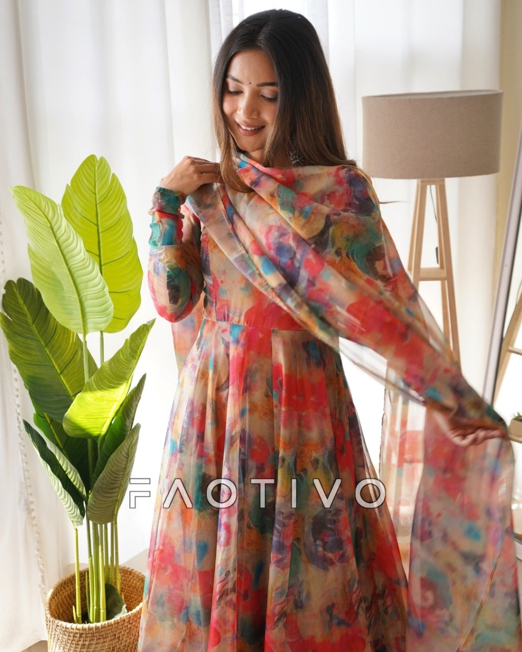 Women’s Heavy Organza Silk Printed Anarkali Set