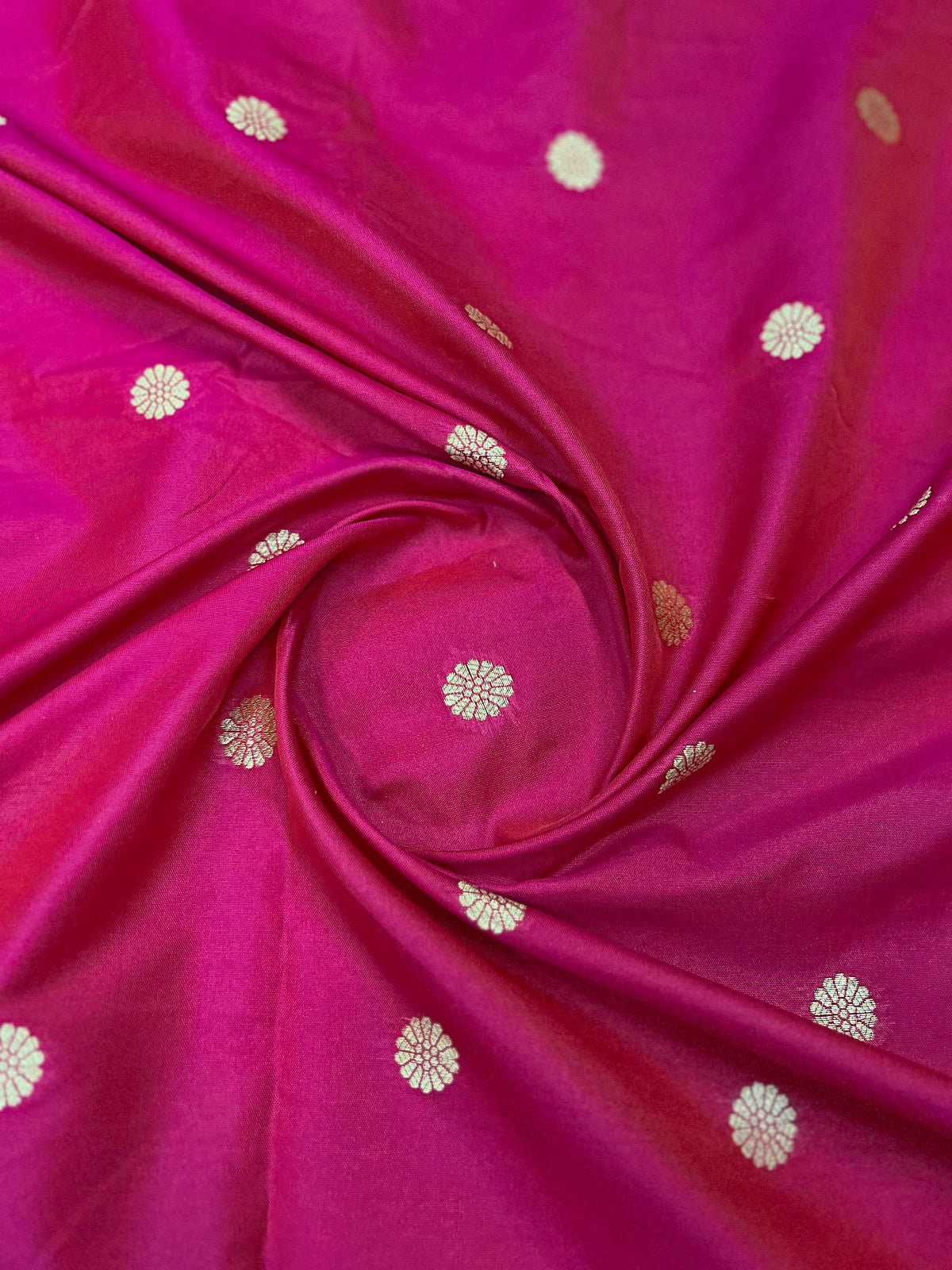 Magenta Pink & Teal Green Designer Saree with Gold-Tone Butti & Woven Border