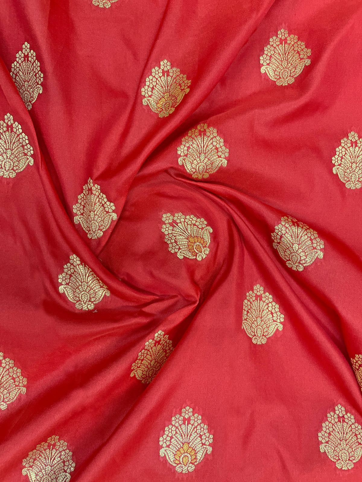 Crimson Red & Gold Zari Woven Jacquard Silk Saree with Blouse Piece