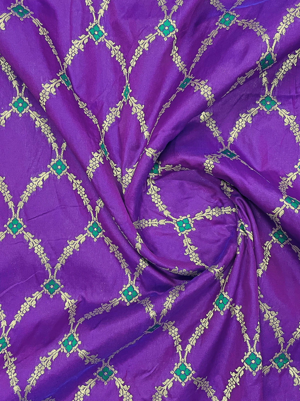 Royal Purple & Peacock Green Woven Jacquard Silk Saree with Blouse Piece