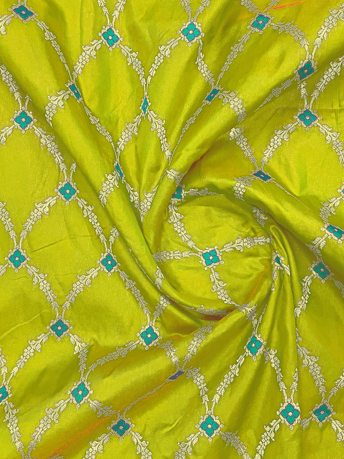 Olive Green & Peacock Green Woven Jacquard Silk Saree with Blouse Piece