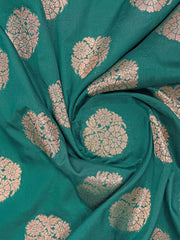 Bottle Green & Rose Gold Woven Jacquard Silk Saree with Blouse Piece
