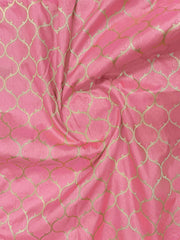 Elegant Pink & Black Jacquard Silk Saree with Zari Woven Paisley Border & Blouse Piece