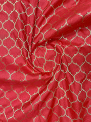 Crimson Red & Dark Wine Woven Jacquard Silk Saree with Blouse Piece