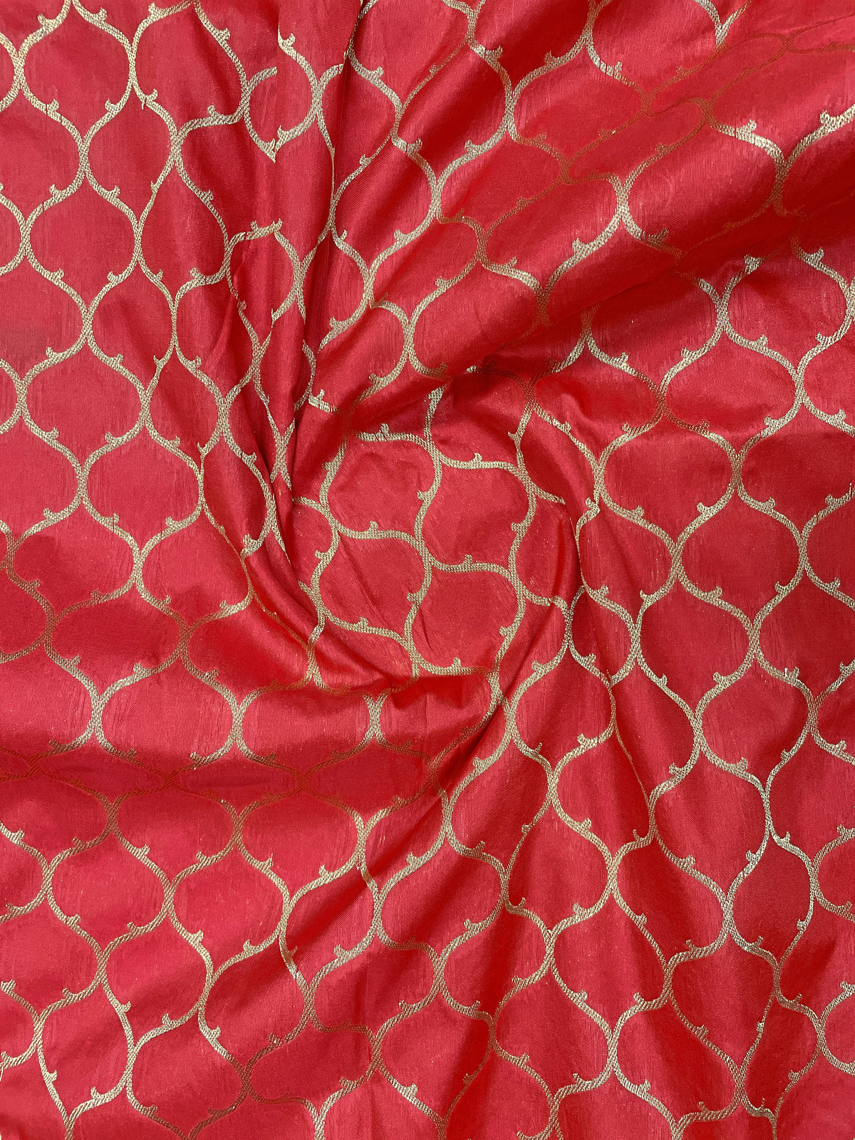 Crimson Red & Dark Wine Woven Jacquard Silk Saree with Blouse Piece