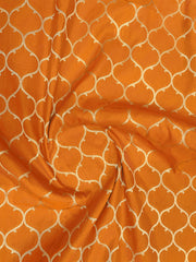 Vibrant Mustard Yellow Jacquard Silk Saree with Dark Brown Zari Paisley Woven Border & Blouse Piece