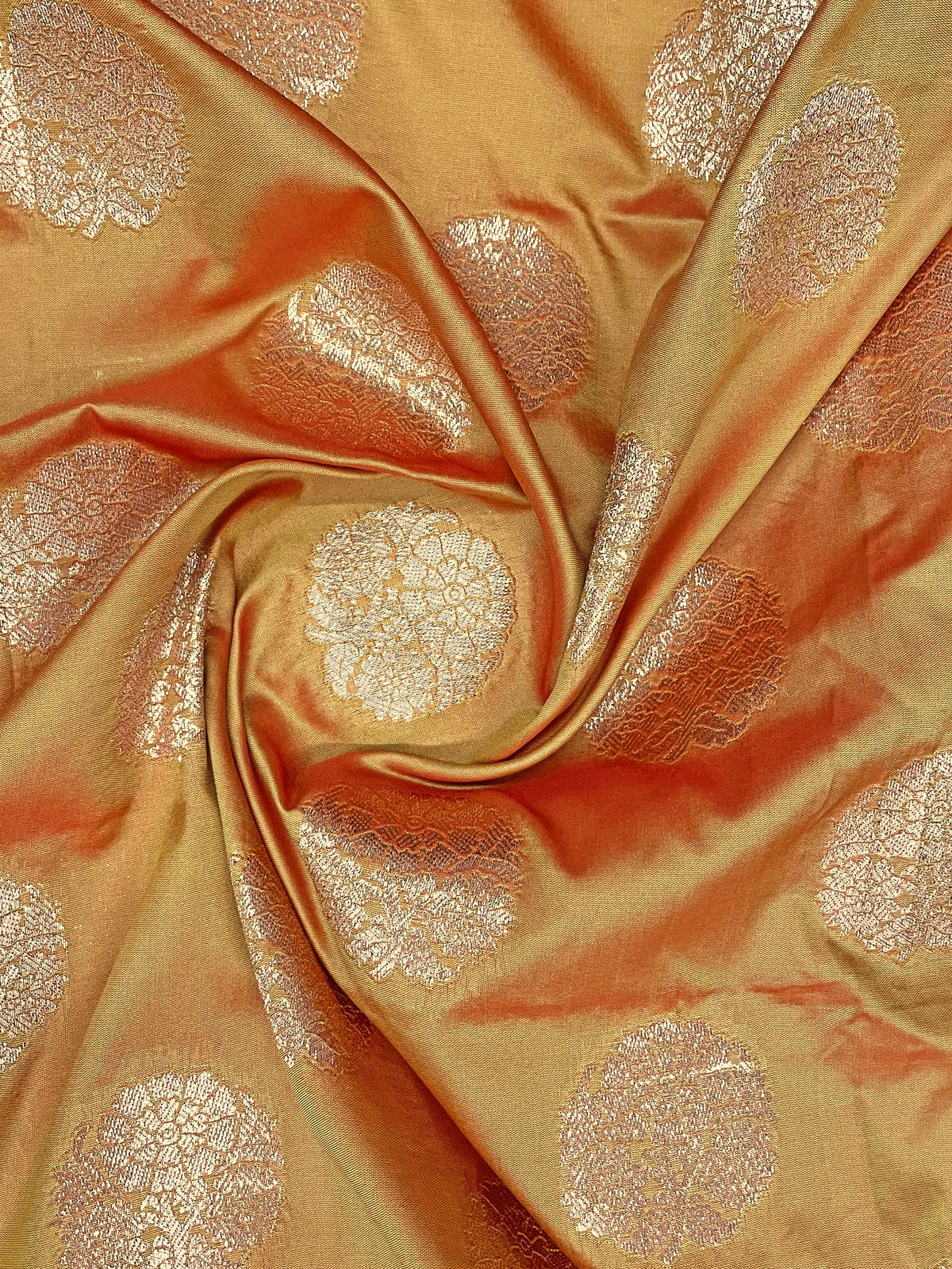 Mustard Gold & Copper Woven Jacquard Silk Saree with Blouse Piece