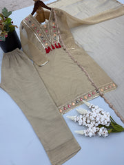 Women’s Light Gold 3 Piece Festive Suit Set