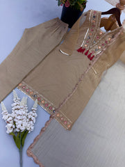 Women’s Light Gold 3 Piece Festive Suit Set